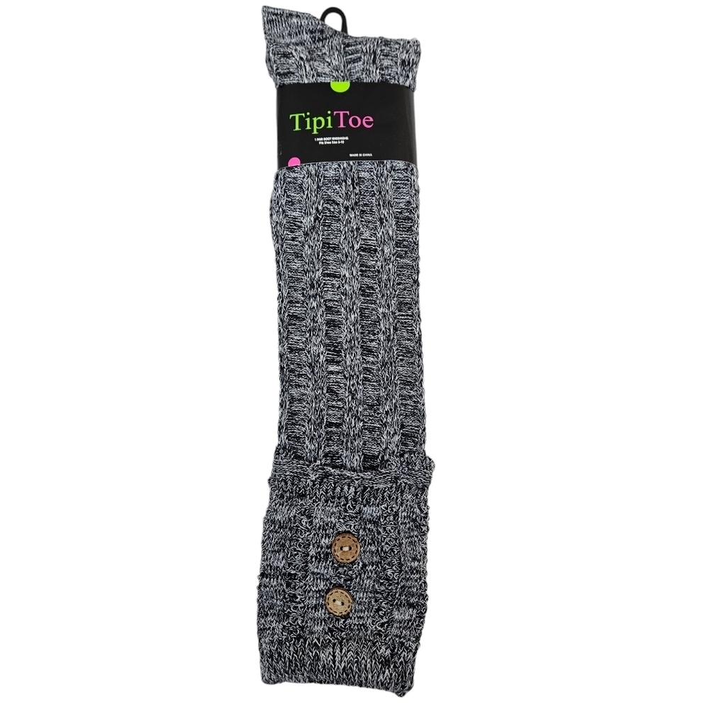 NWT Tipi‎ Toe Marled Navy Blue Cable Knit Knee High Boot Socks Over Knee Socks